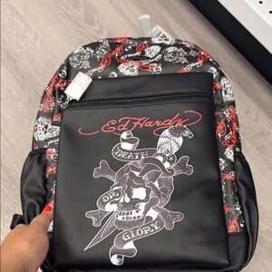 Ed Hardy Black and Red Skull Men's Bag